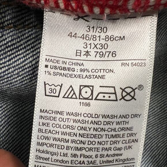 Gap Limited Edition Cone Denim Indigo Destroy Skinny Straight Jeans Size 31x30 - Picture 14 of 16